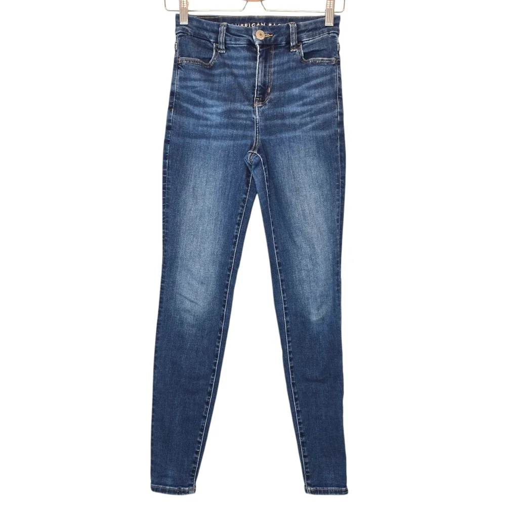 AMERICAN EAGLE Next Level Curvy High Rise Jegging Blue Jeans Women 0R Y2K Preppy